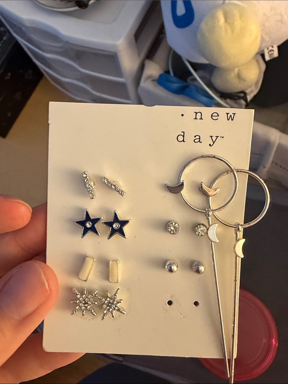 New Day Silver and Navy Earring Set - 9-Pair Mix